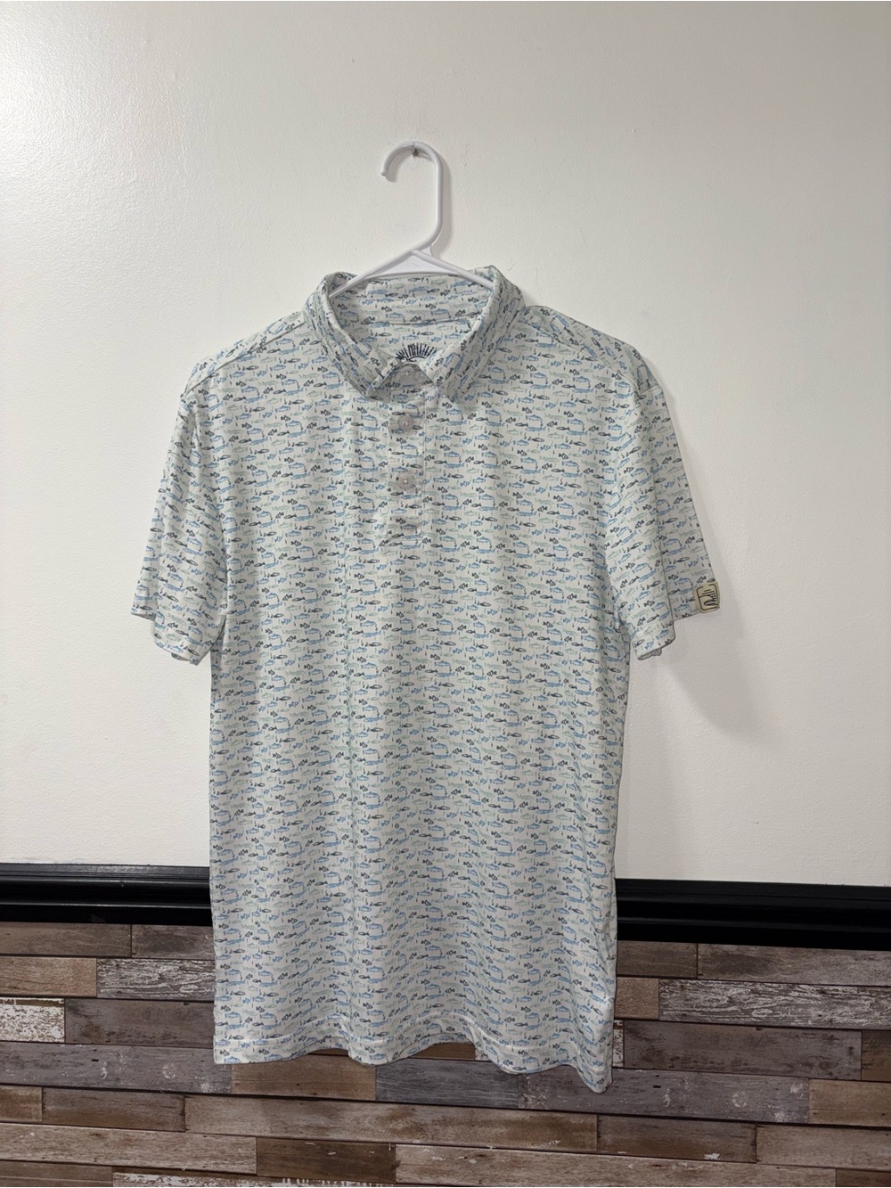 Laguna Brand Men's Fish Print Performance Polo Shirt Size Small